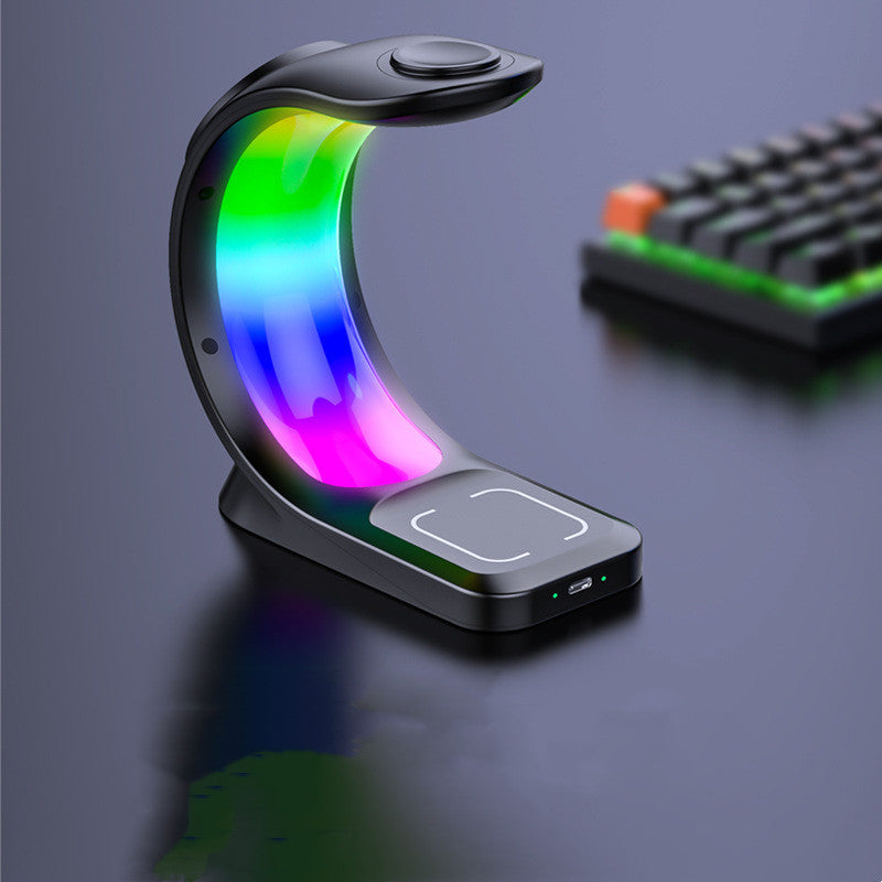 Chargeur rapide sans fil 4 en 1 avec LED RGB – Compatible iPhone & accessoires
